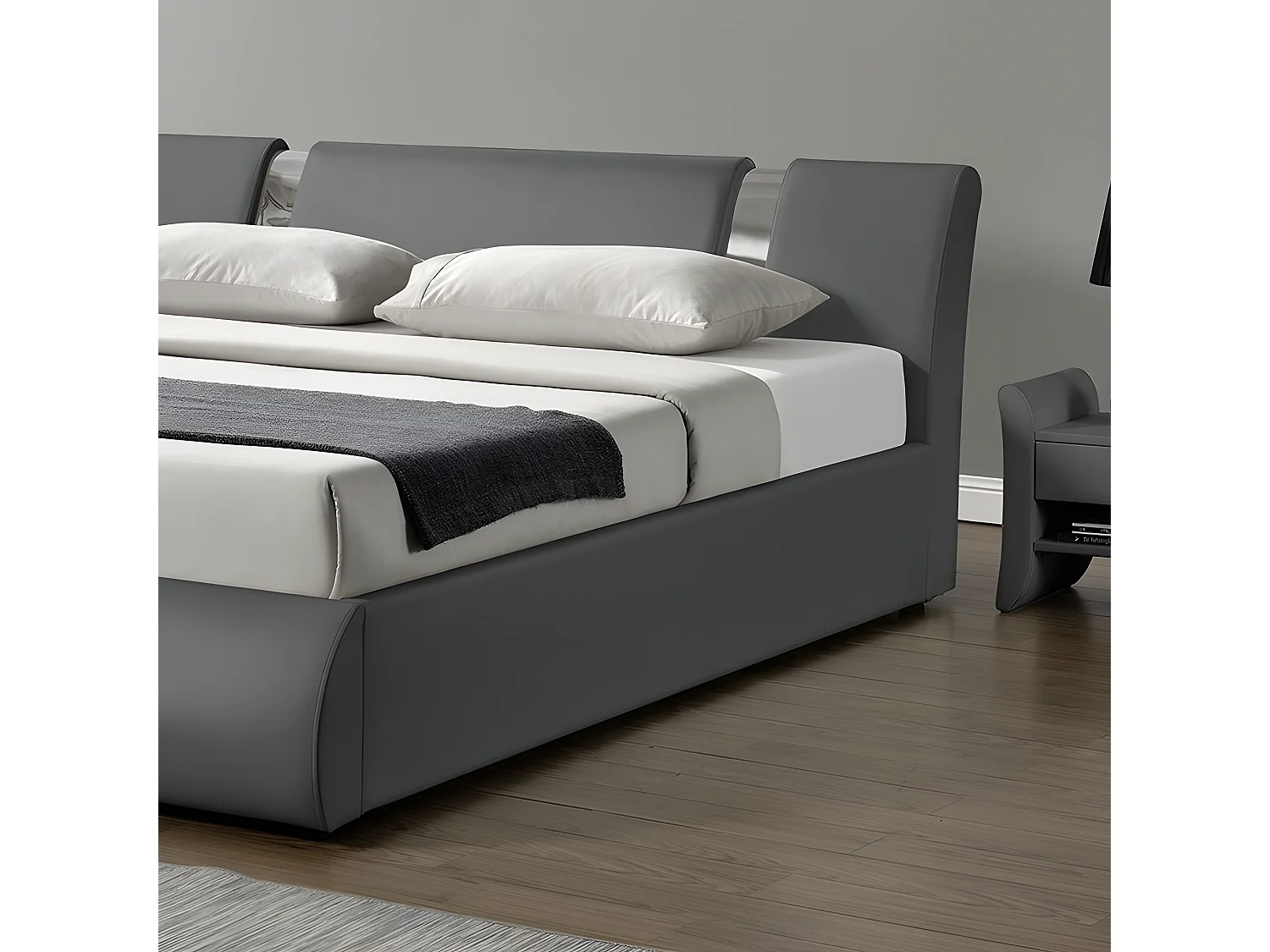 Lit Coffre Sommier Relevable Nova - Couleurs - Gris, Tailles - 180x200