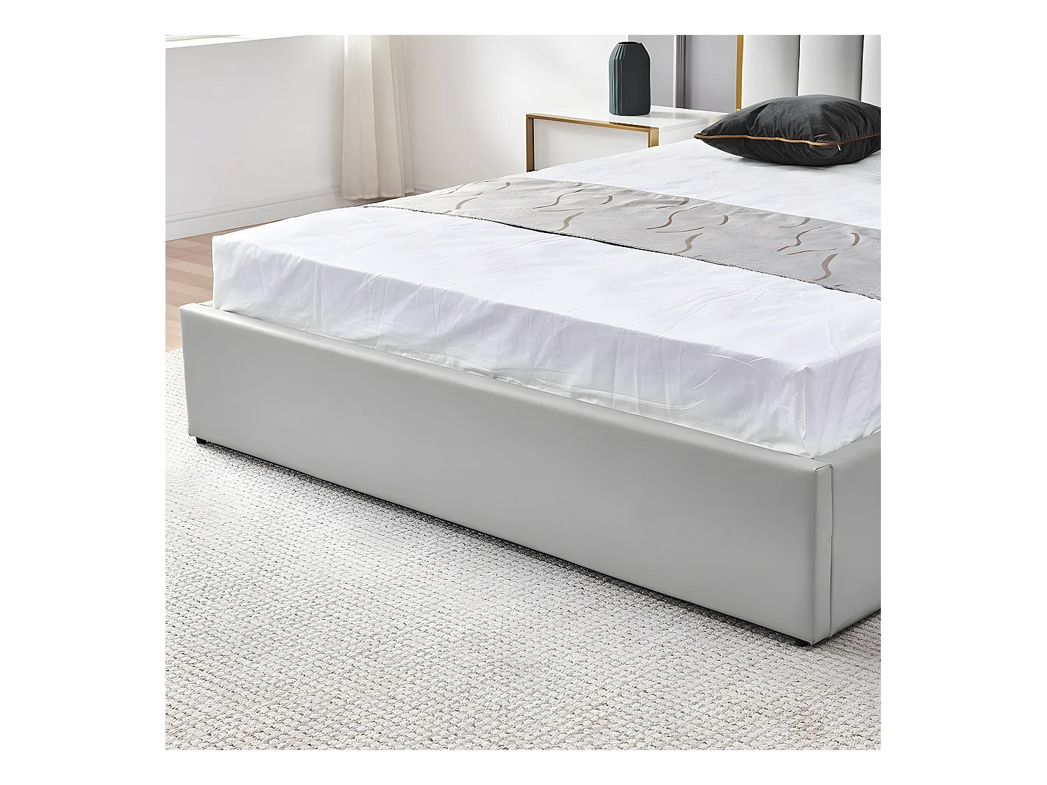 Lit Design Couleur Or Avec Coffre Veneto - Couleurs - Gris, Tailles - 180x200