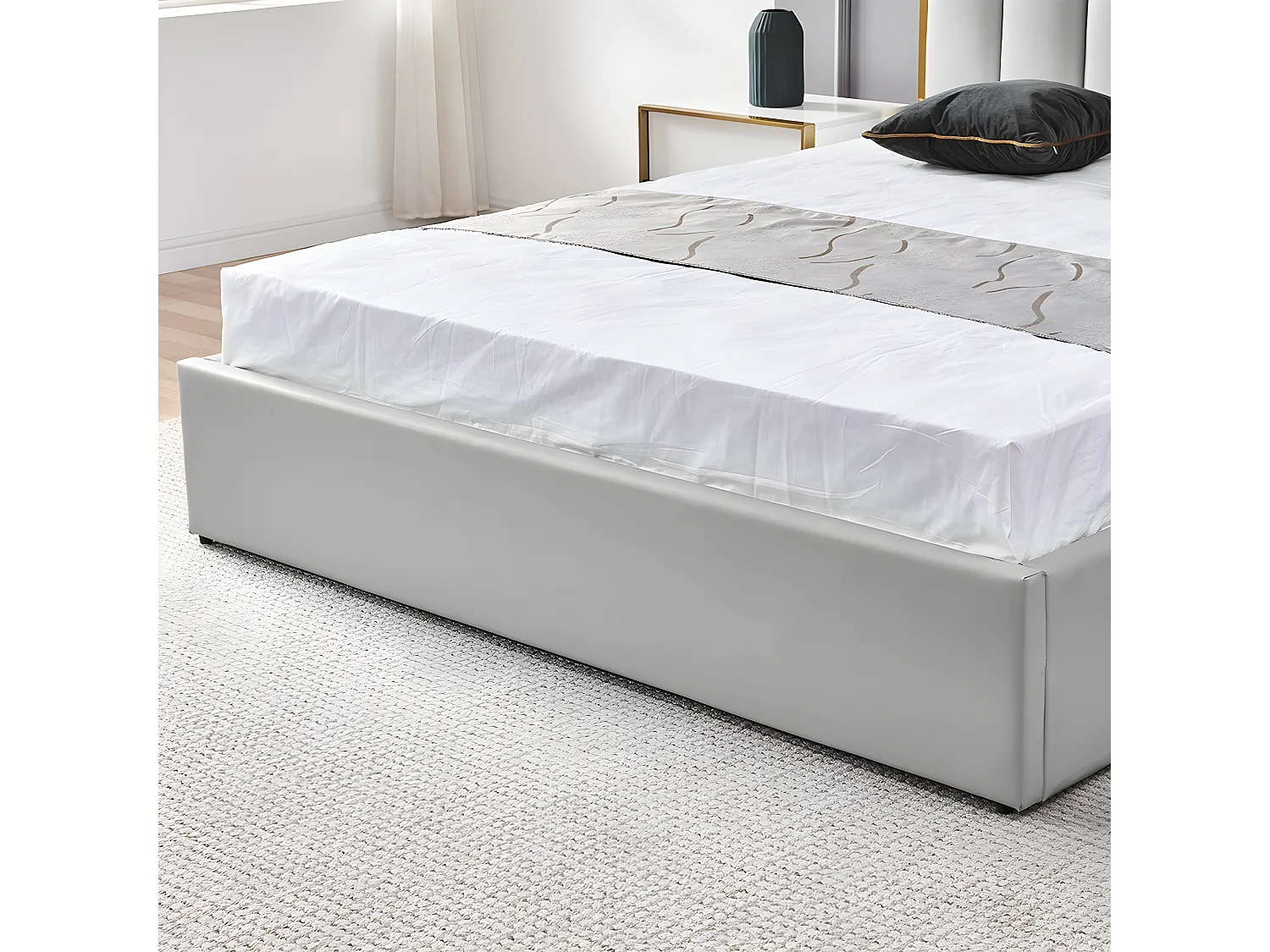 Lit Design Couleur Or Avec Coffre Veneto - Couleurs - Gris, Tailles - 180x200