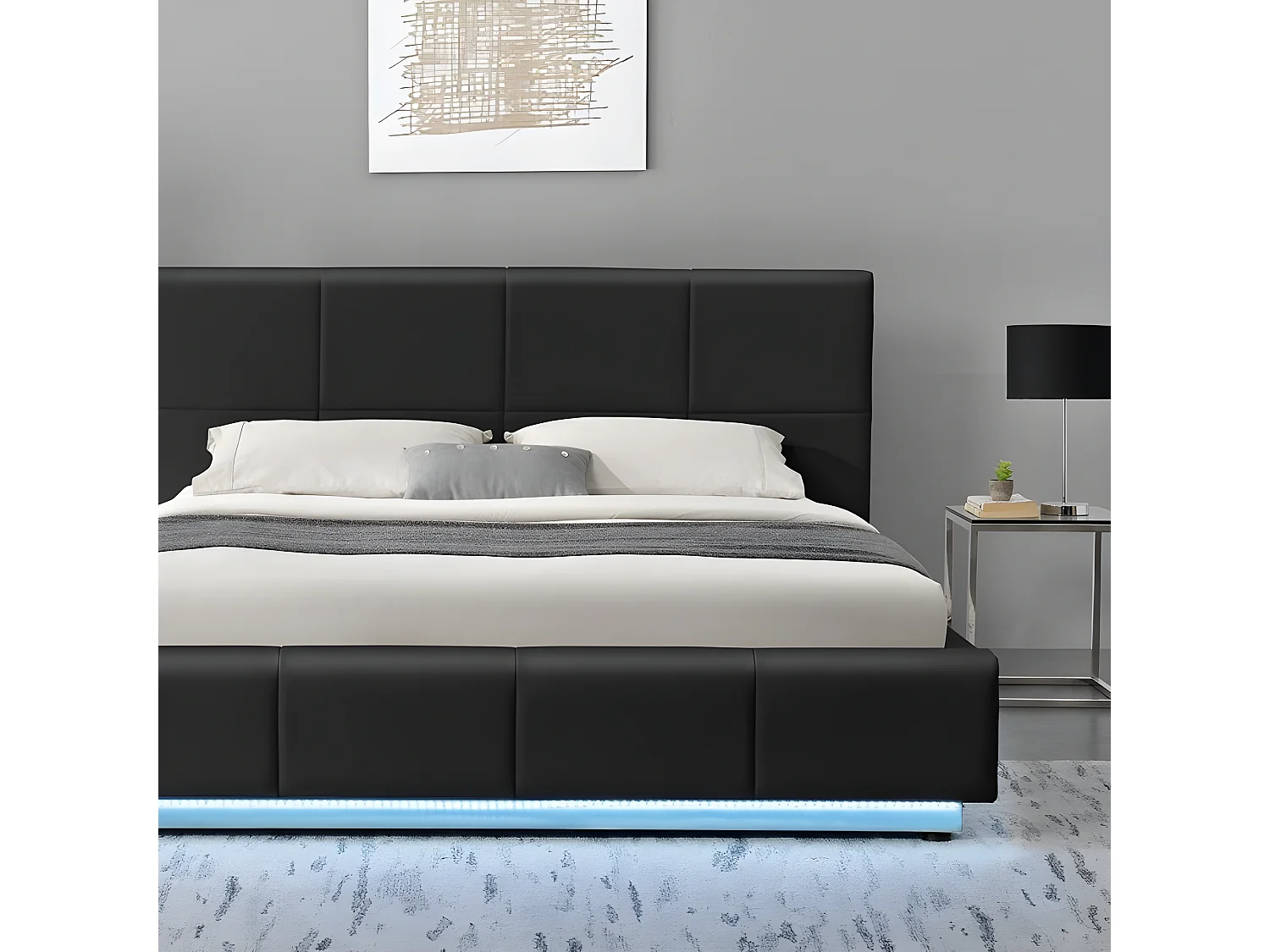 Lit Design Alexi Avec Sommier Et Coffre De Rangement - Couleurs - Noir, Tailles - 180x200