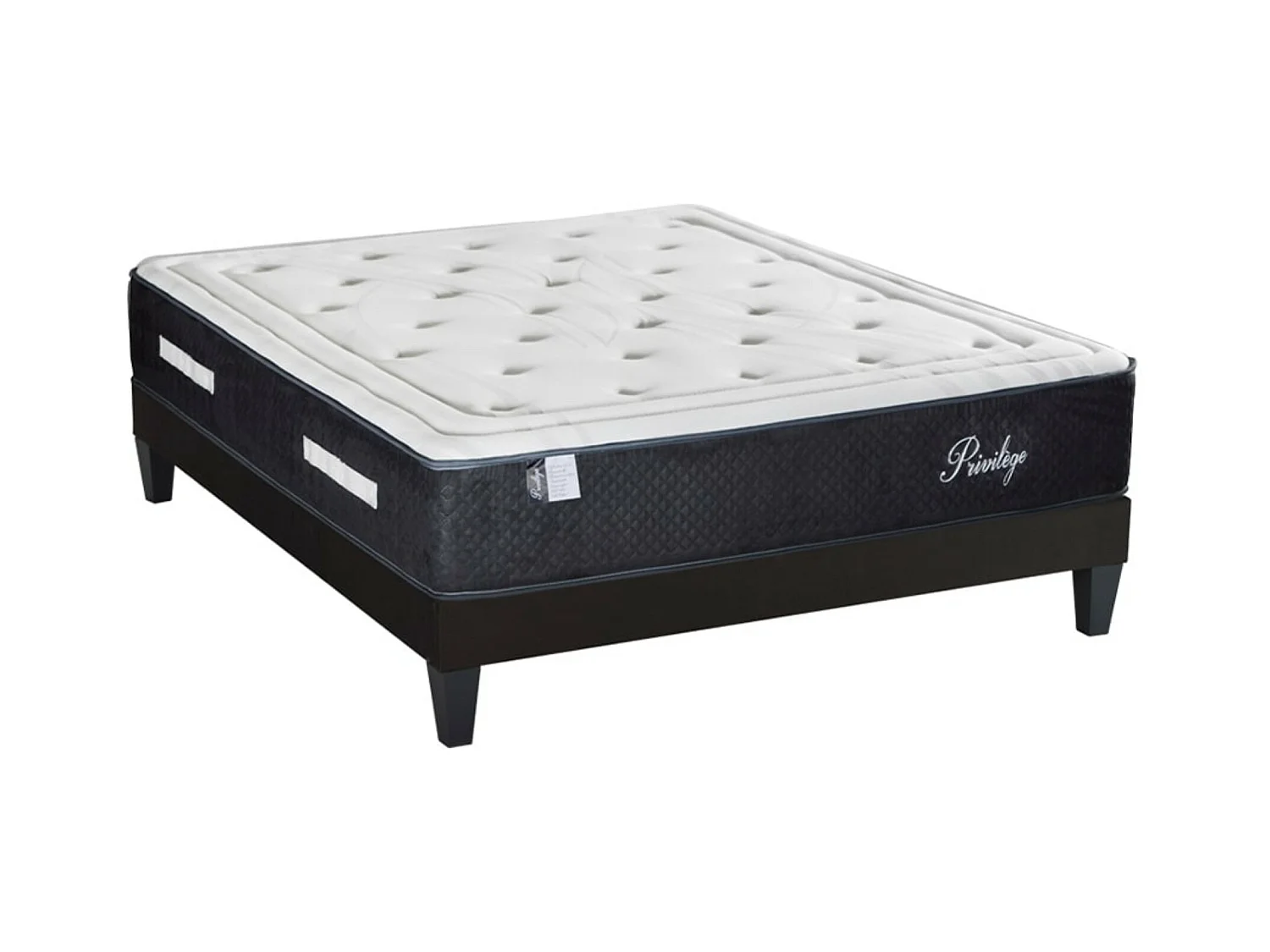 Ensemble matelas ferme 30cm à ressorts ensachés et sommier en bois Privilège-180x200