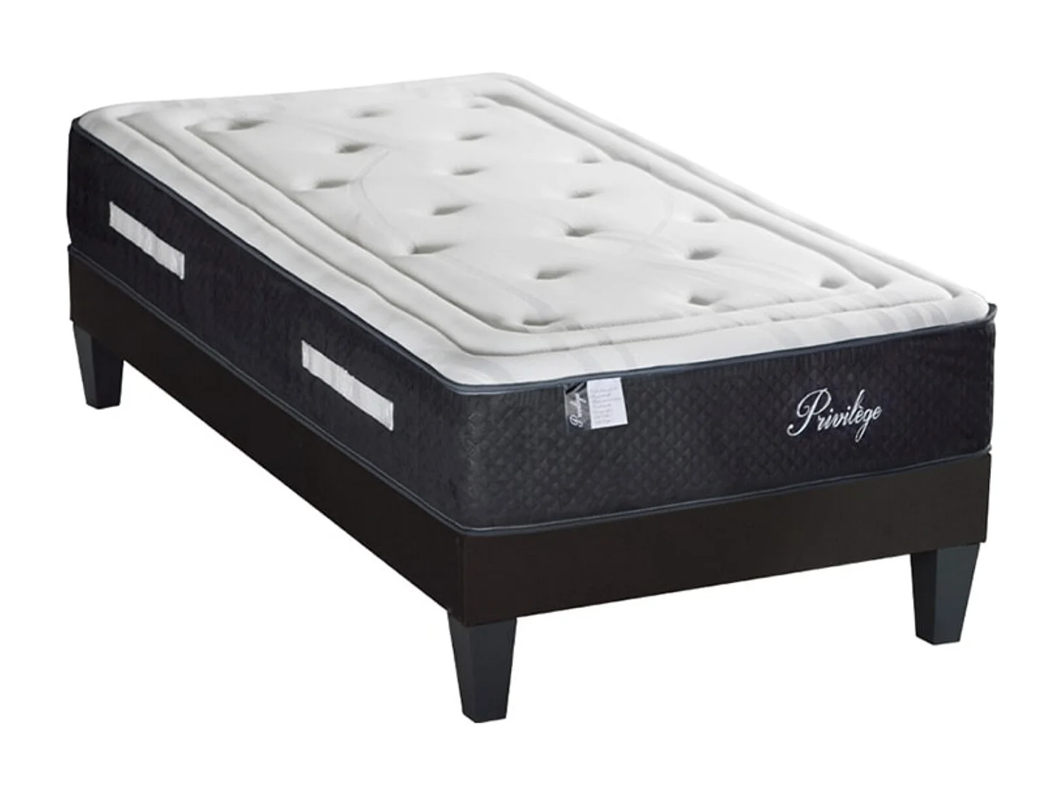 Ensemble matelas ferme 30cm à ressorts ensachés et sommier en bois Privilège-180x200