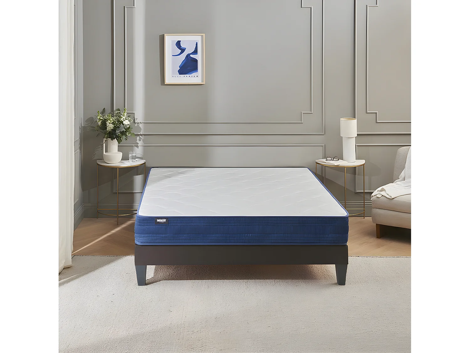 BELLECOUR LITERIE | Ensemble QUINCONCES 180x200 cm | Matelas Ressorts ensachés + Sommier Bois