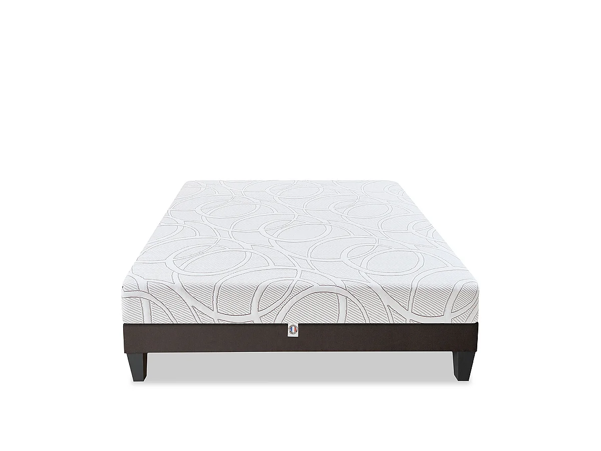 Ensemble Poséidon 180x200 cm Matelas Mousse + Sommier Bois - Blanc