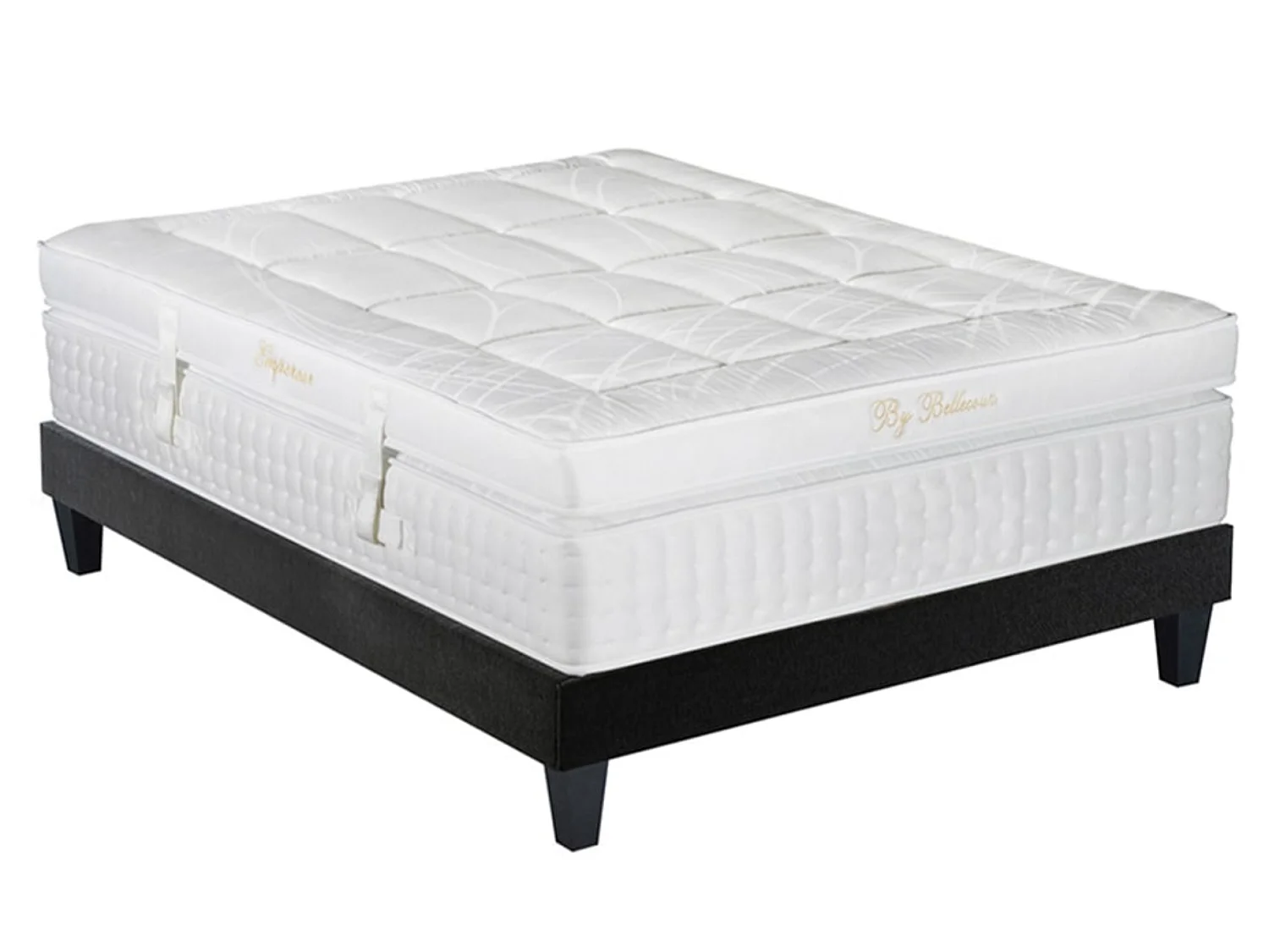 Ensemble hôtelier matelas ferme 33cm à mémoire de forme et sommier en bois Empereur-90x200