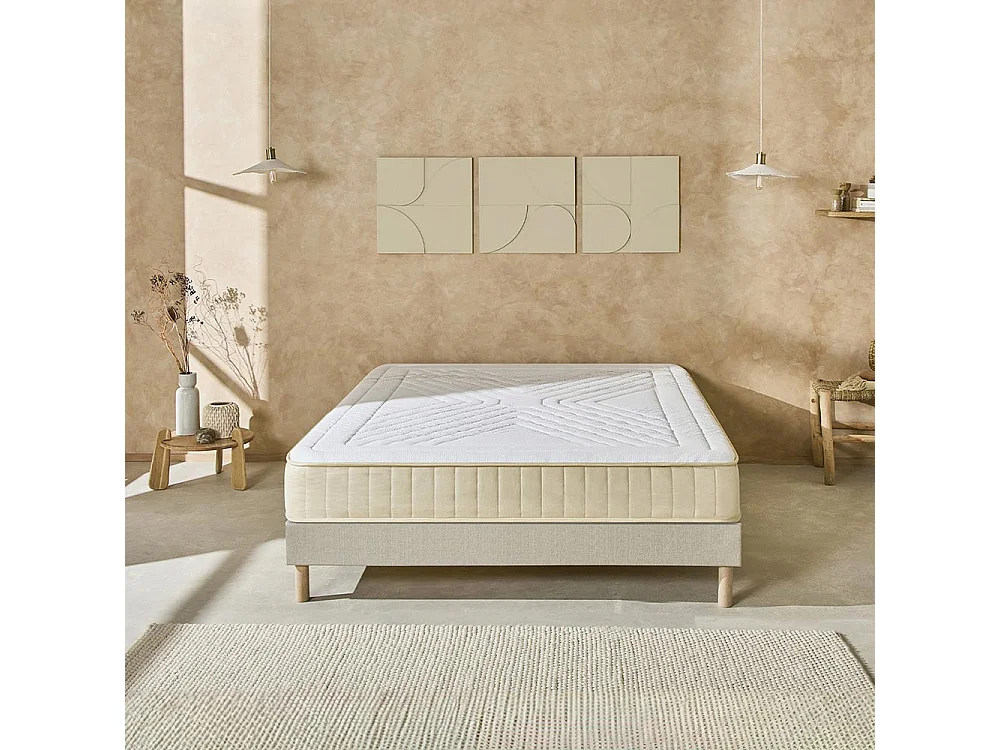 NUIT DE COTON | Ensemble SYMPHONIE 2.0 160x200 cm | Matelas Mémoire de forme + Sommier Bois
