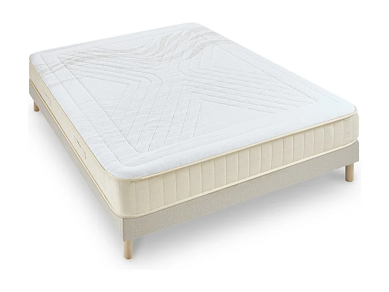NUIT DE COTON | Ensemble SYMPHONIE 2.0 90x200 cm | Matelas Mémoire de forme + Sommier Bois