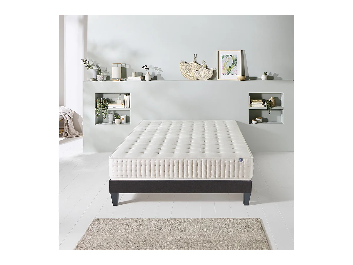OLYMPE LITERIE | Ensemble APOLLON 140x190 cm | Matelas Mémoire de forme + Sommier Bois