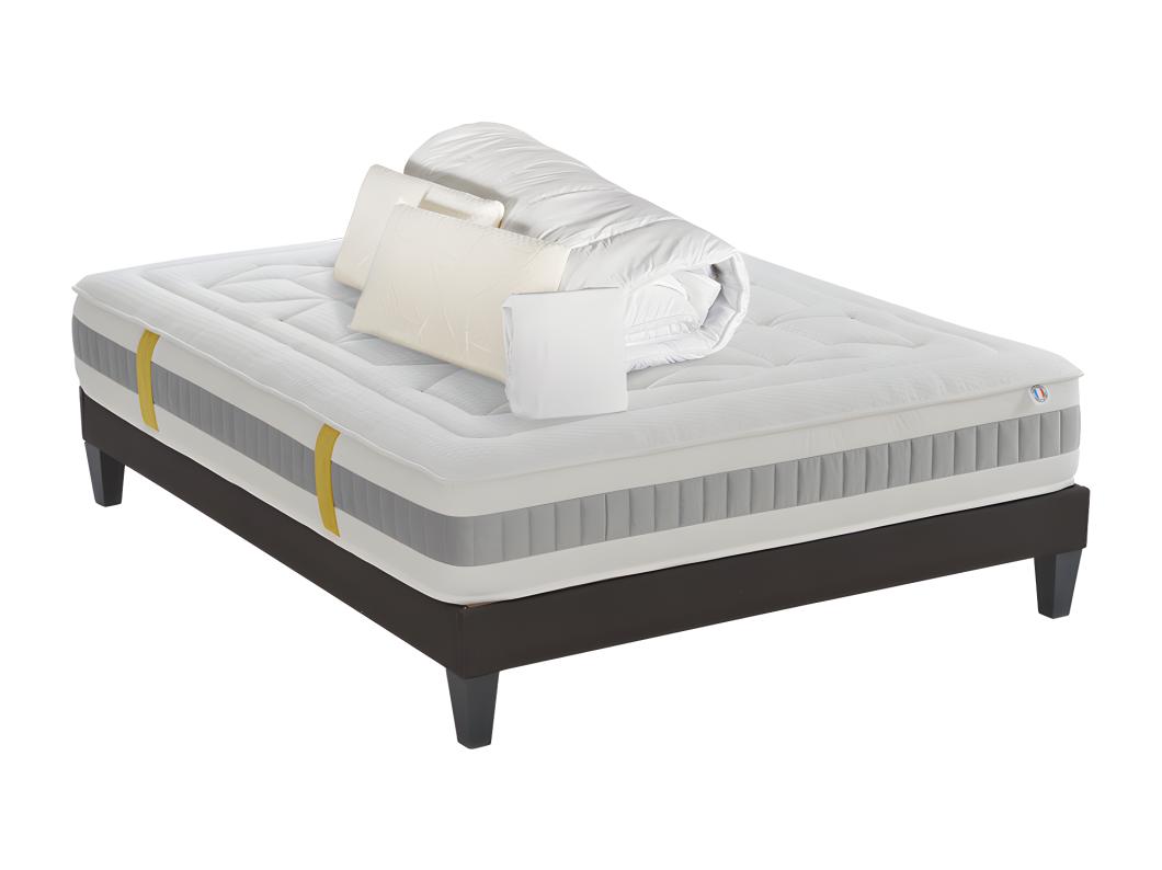 BELLECOUR LITERIE | Pack Prêt à dormir GRAND HOTEL 140x190 cm | Matelas Mémoire de forme + Sommier + Accessoires