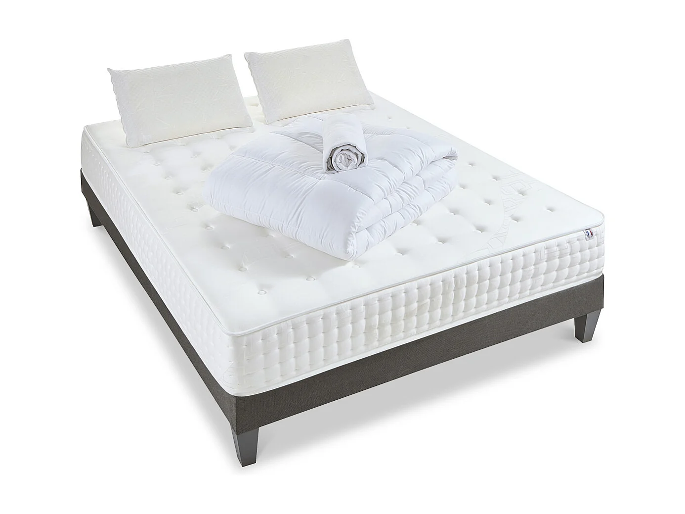 OLYMPE LITERIE | Pack Prêt à dormir APOLLON 90x200 cm | Matelas Mémoire de forme + Sommier + Accessoires