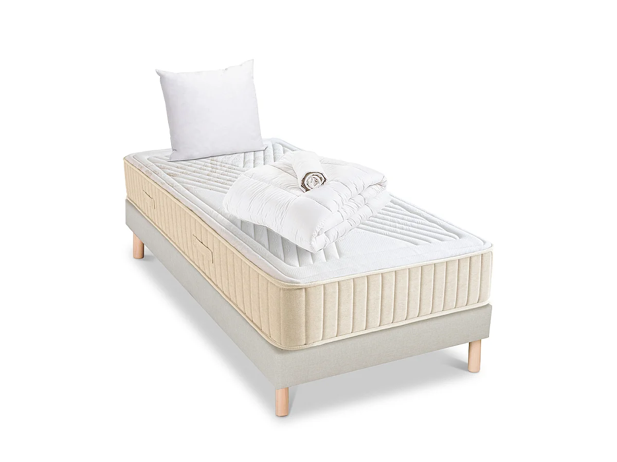 Pack Symphonie 2.0 90x190 cm Matelas Mousse + Sommier Bois + Accessoires