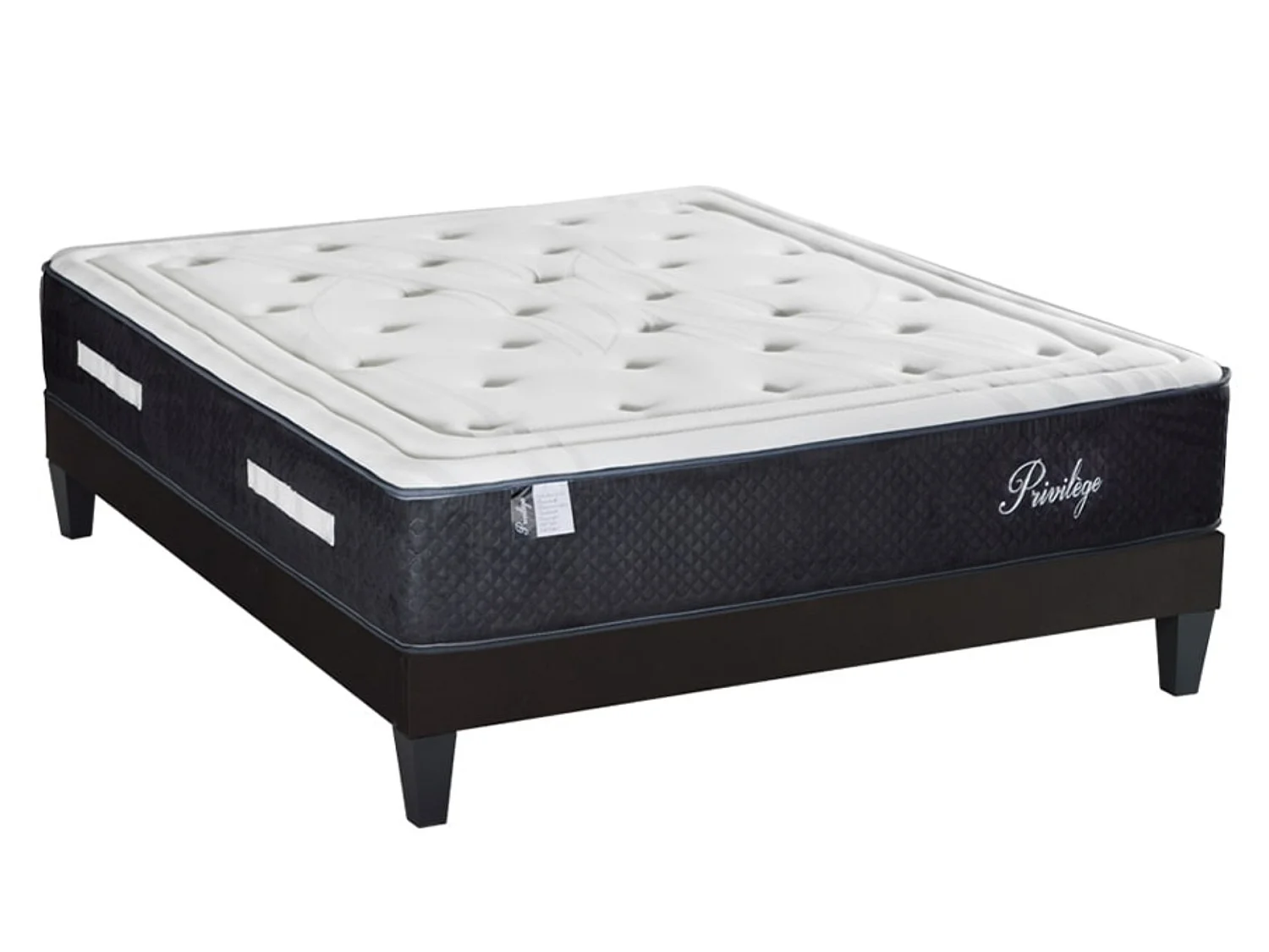 Ensemble matelas ferme 30cm à ressorts ensachés et sommier en bois Privilège-90x190