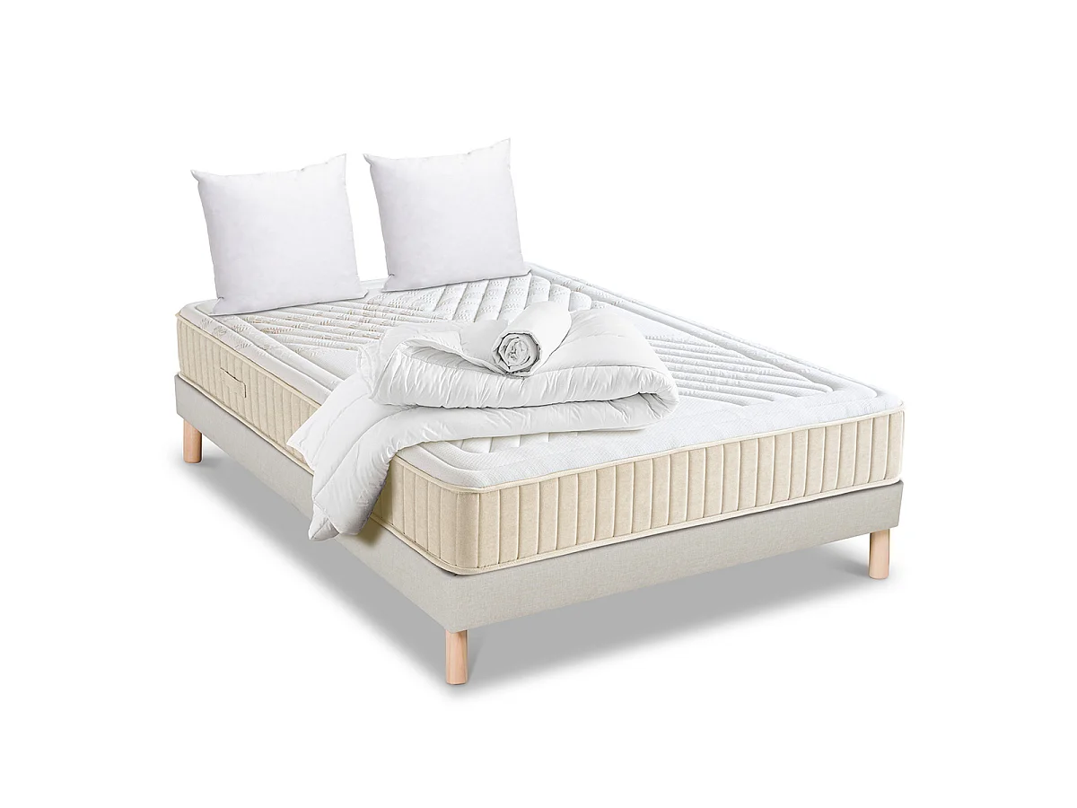 Pack Symphonie 2.0 140x200 cm Matelas Mousse + Sommier Bois + Accessoires