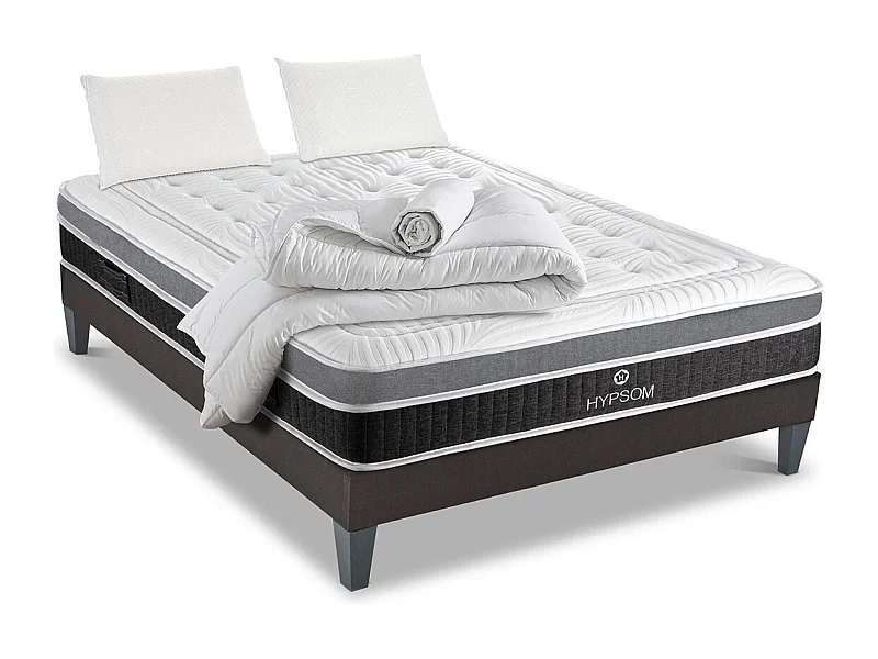 HYPSOM | Pack Prêt à dormir ELEGANCE 140x200 cm | Matelas Mémoire de forme + Sommier + Accessoires