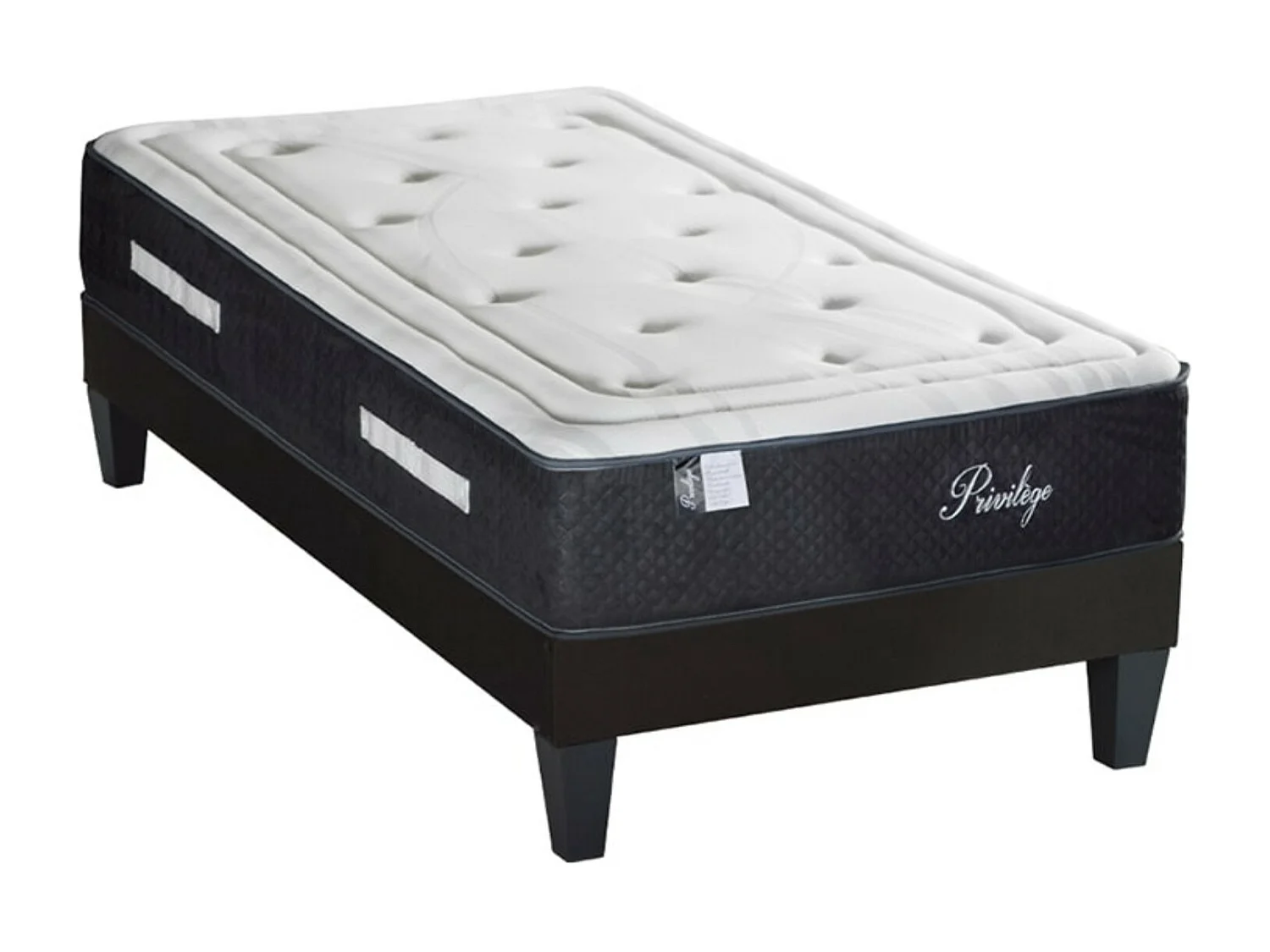 Ensemble matelas ferme 30cm à ressorts ensachés et sommier en bois Privilège-140x200