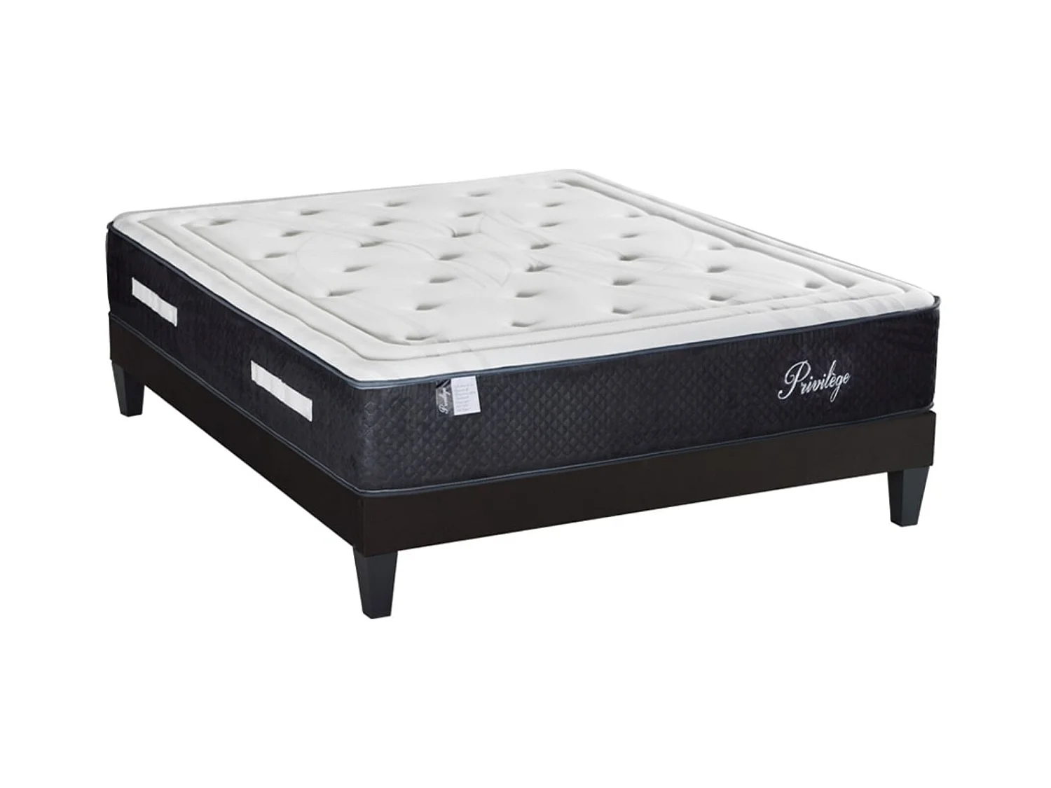 Ensemble matelas ferme 30cm à ressorts ensachés et sommier en bois Privilège-140x200