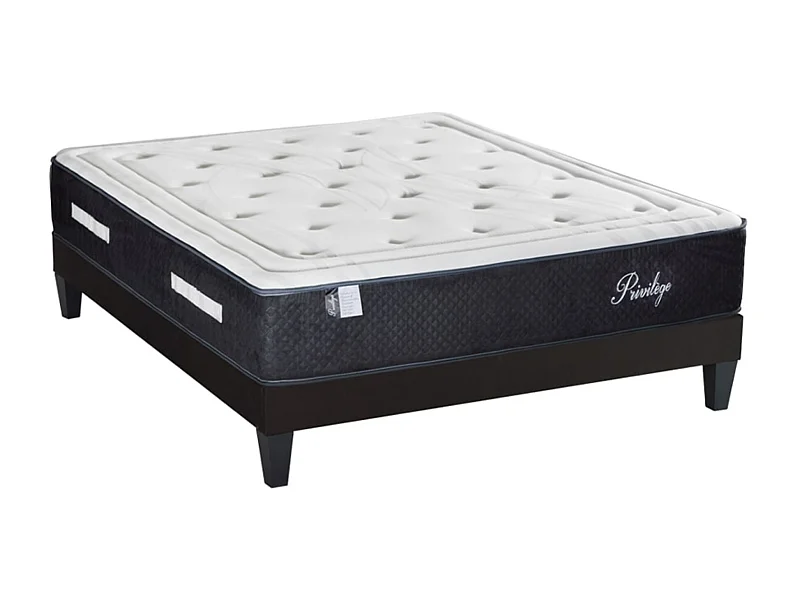 Ensemble matelas ferme 30cm à ressorts ensachés et sommier en bois Privilège-140x200