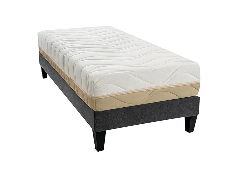 BELLECOUR LITERIE | Ensemble LEMAN 90x190 cm | Matelas Mousse hypersoft + Sommier Bois
