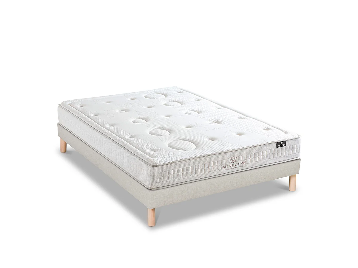 Ensemble Prélude 2.0 140x190 cm Matelas Latex 100% Naturel + Sommier Bois