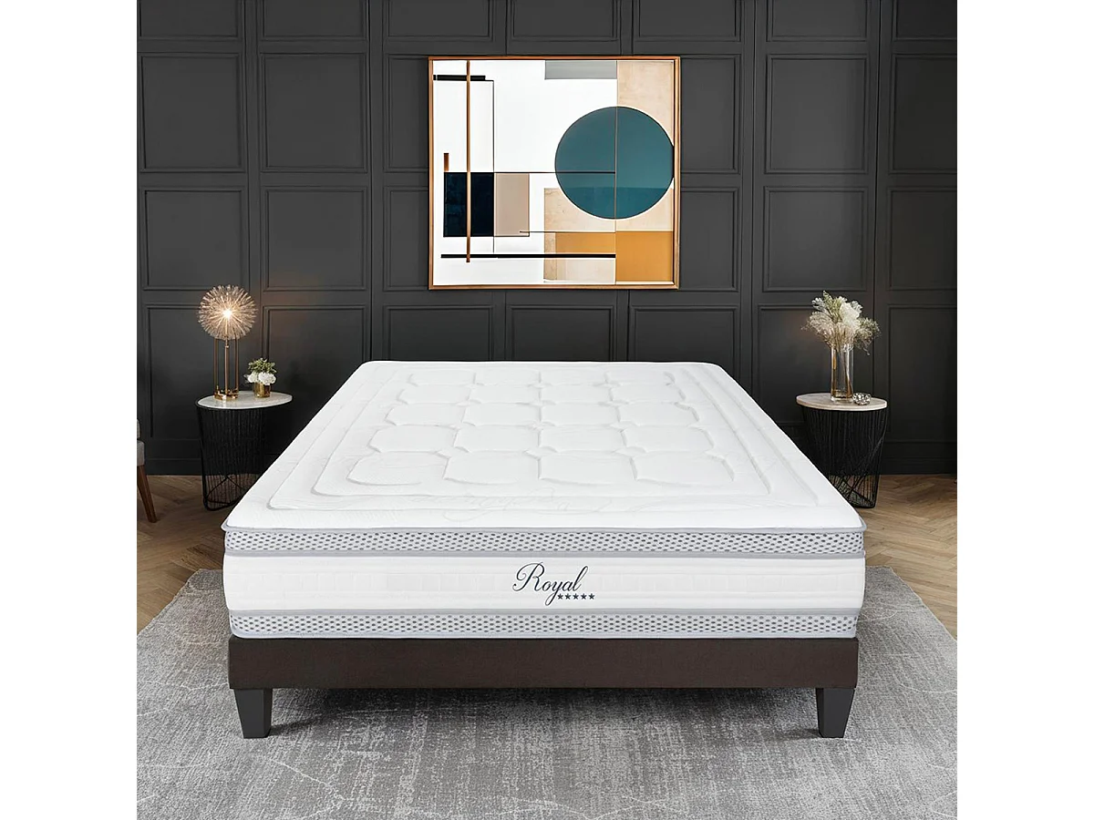 HYPSOM | Ensemble ROYAL 5* 90x190 cm | Matelas Mémoire de forme + Sommier Bois