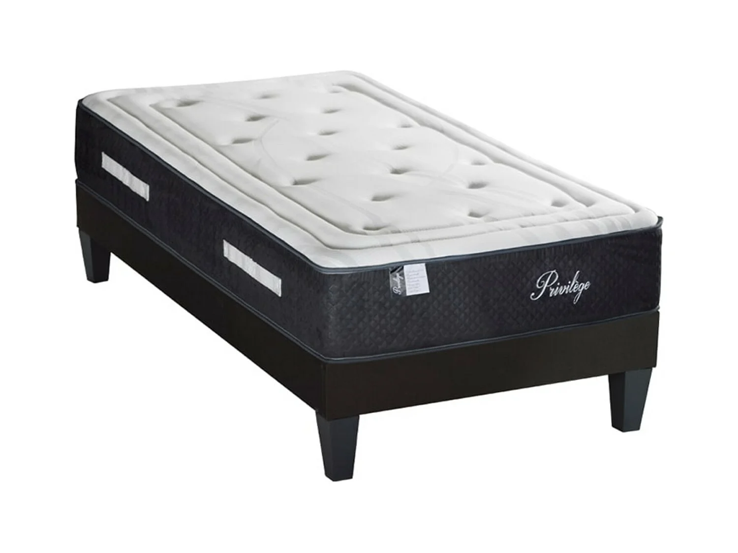 Ensemble matelas ferme 30cm à ressorts ensachés et sommier en bois Privilège-90x200