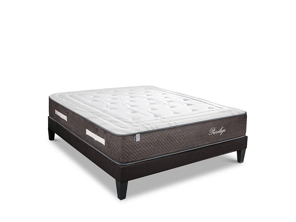 Ensemble matelas ferme 30cm à ressorts ensachés et sommier en bois Privilège-90x200