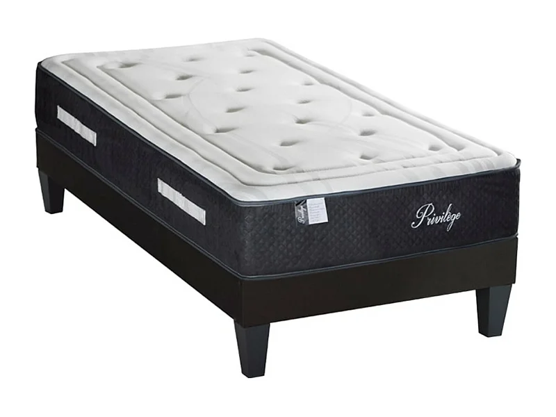 Ensemble matelas ferme 30cm à ressorts ensachés et sommier en bois Privilège-90x200