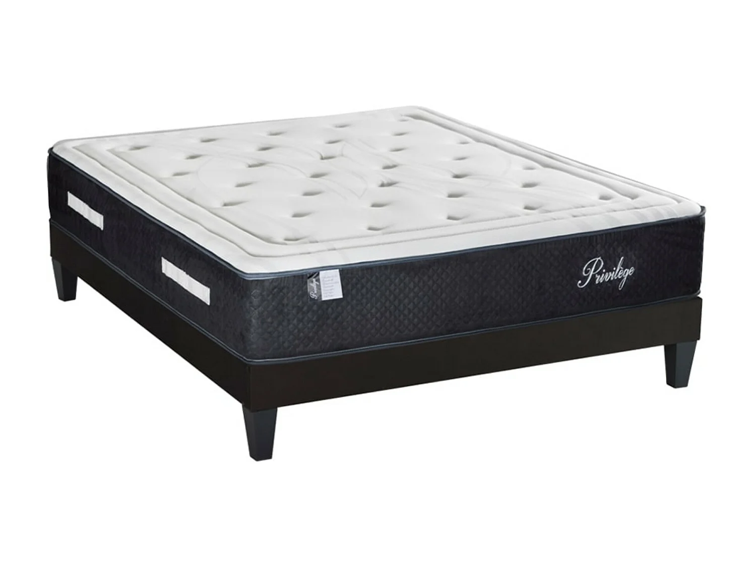 Ensemble matelas ferme 30cm à ressorts ensachés et sommier en bois Privilège-160x200