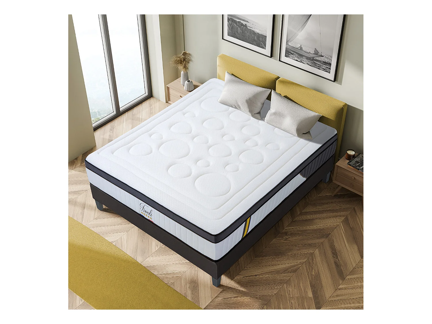 Ensemble matelas et sommier au confort ferme