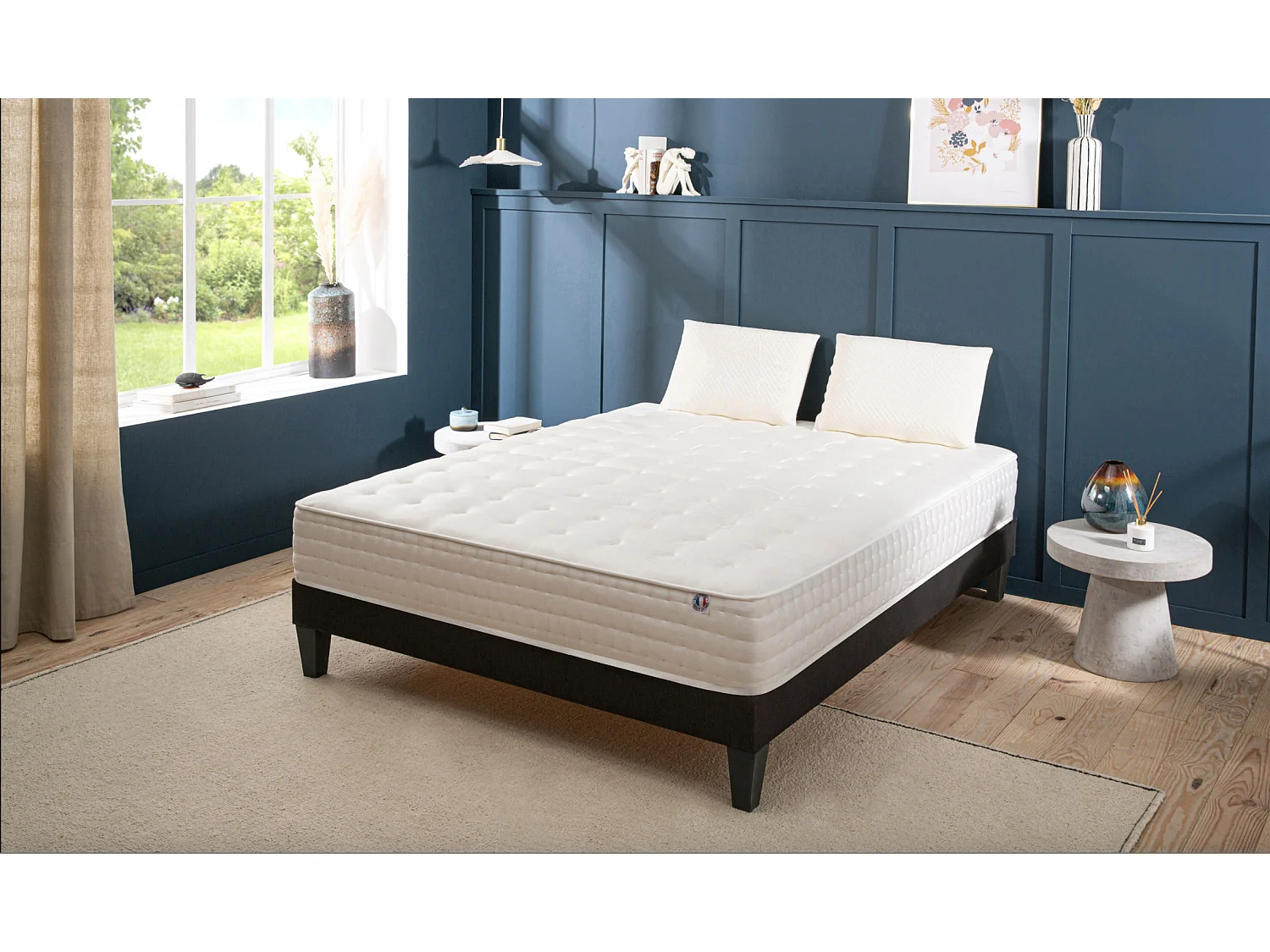 Ensemble matelas ferme 24cm à mémoire de forme et sommier en bois Châtelet-160x200