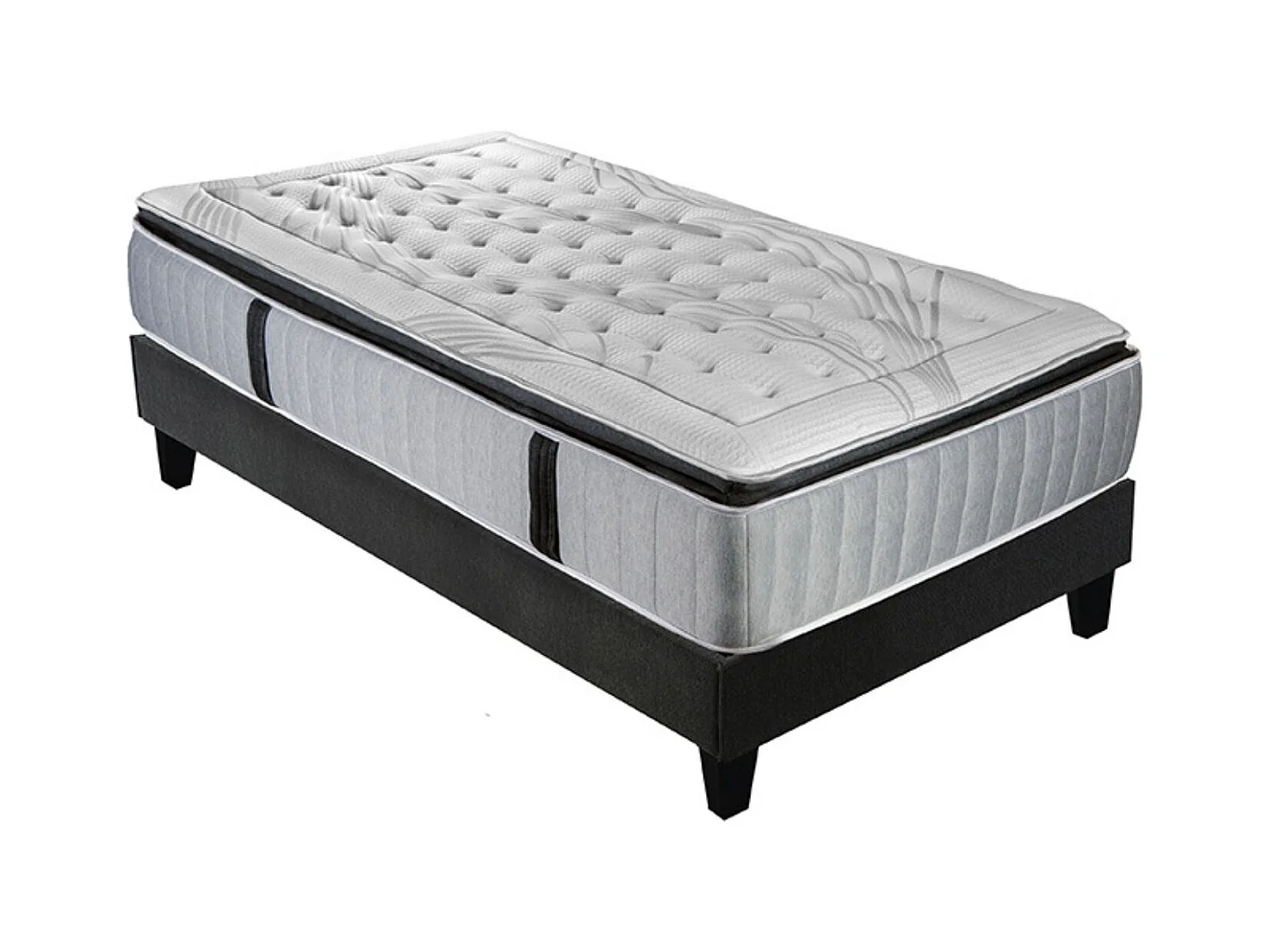 PHIGALIE - Matelas ressorts ensachés + sommier bois