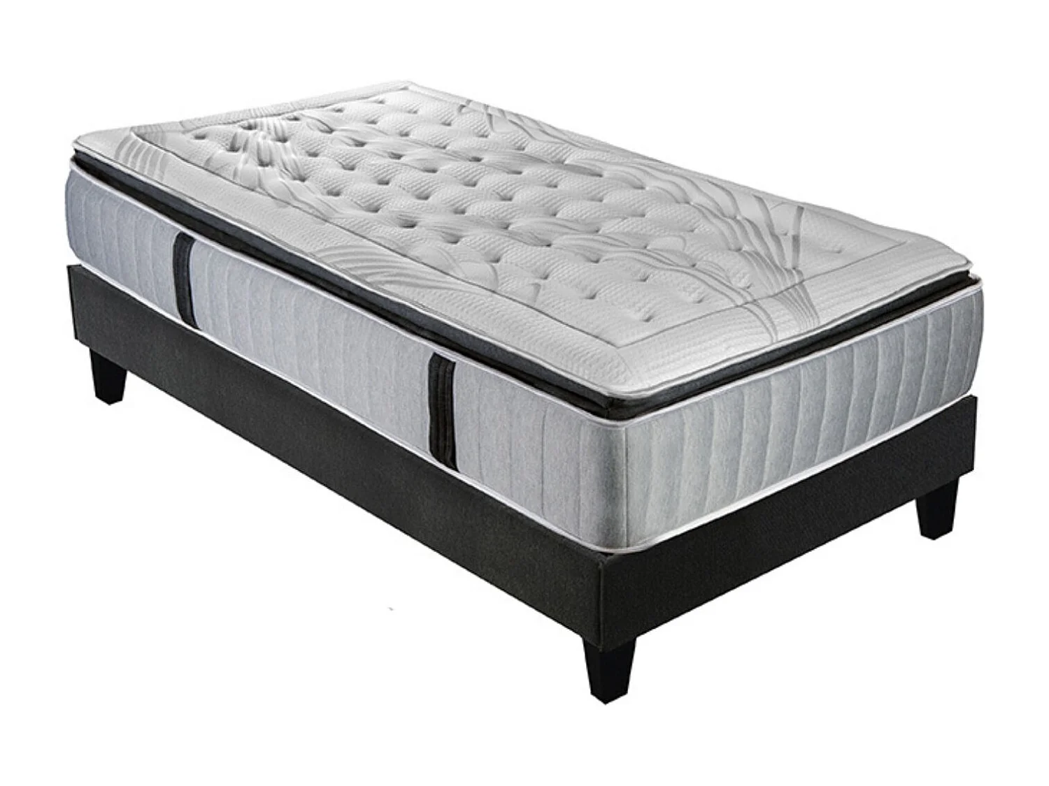 PHIGALIE - Matelas ressorts ensachés + sommier bois