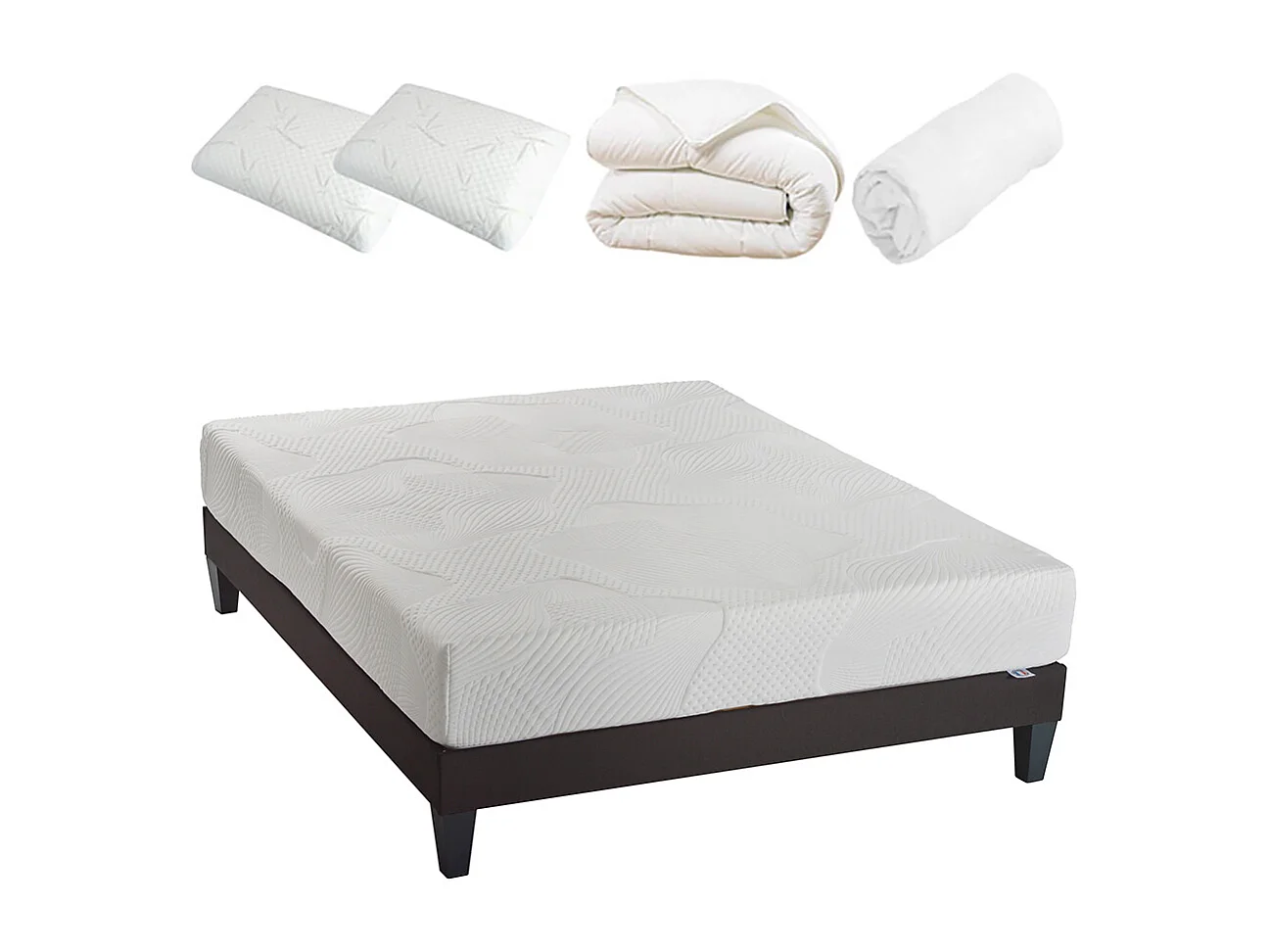 OLYMPE LITERIE | Pack Prêt à dormir OSLO 90x200 cm | Matelas Mémoire de forme + Sommier + Accessoires
