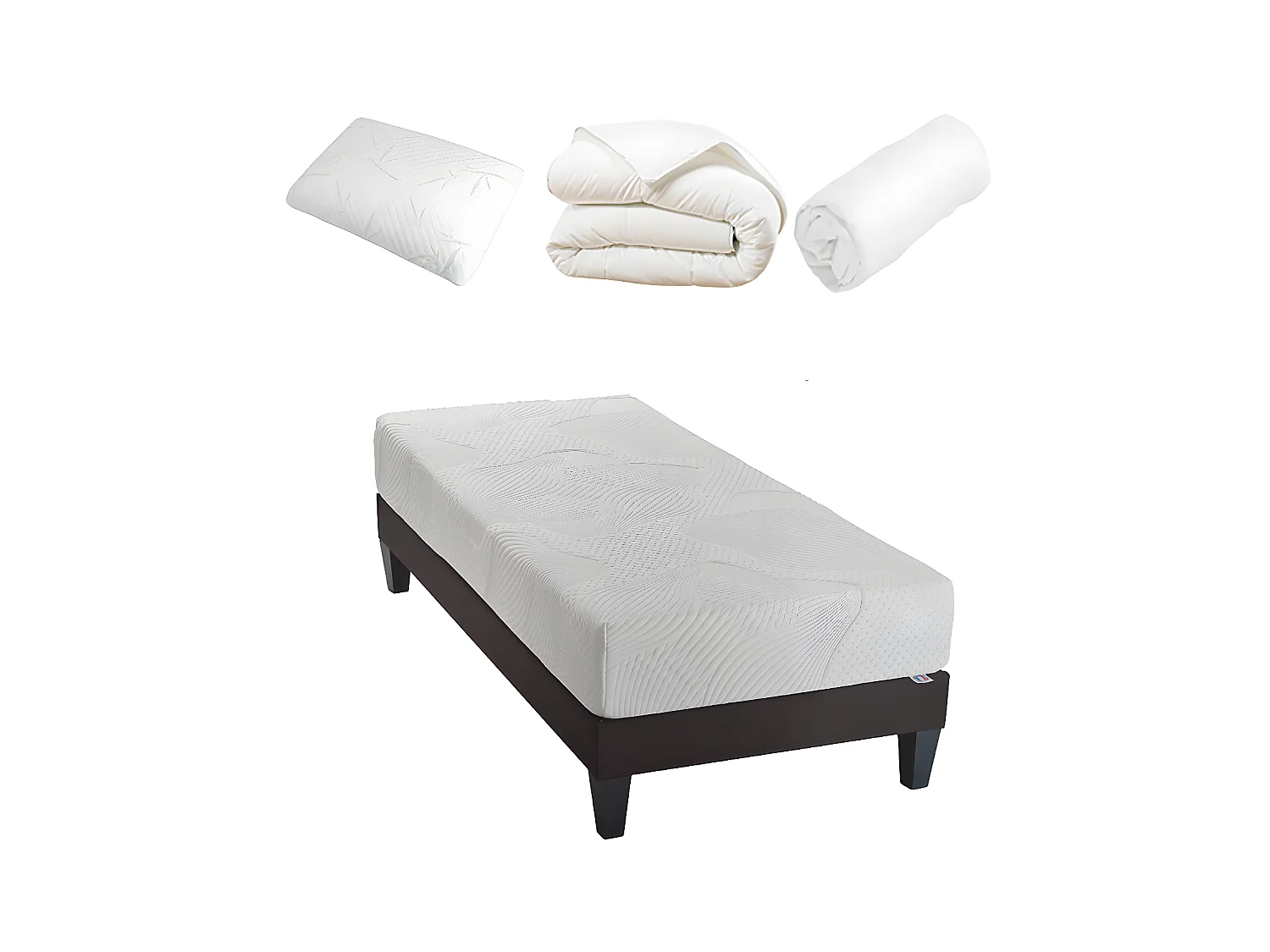 OLYMPE LITERIE | Pack Prêt à dormir OSLO 90x200 cm | Matelas Mémoire de forme + Sommier + Accessoires
