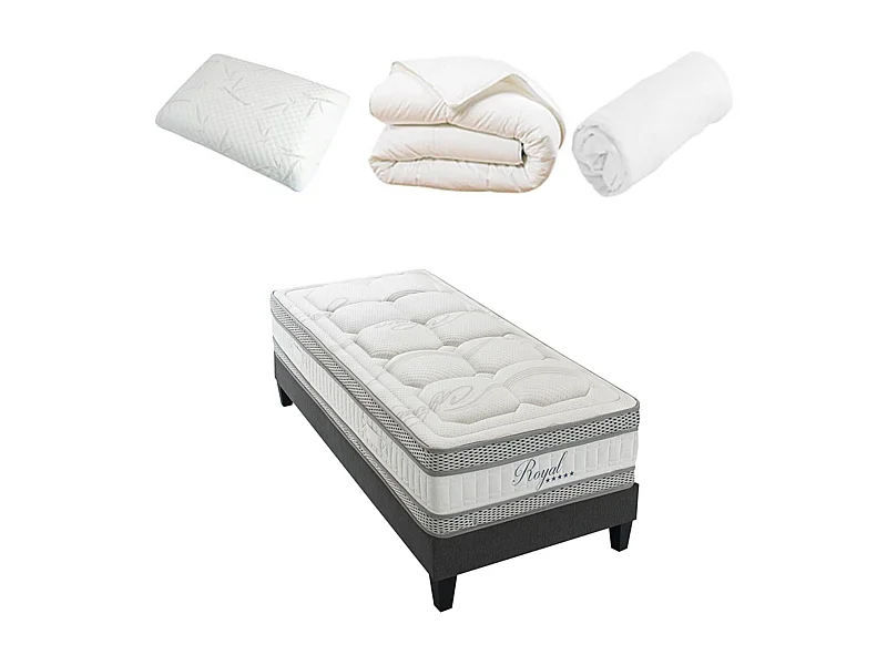 ROYAL 5* - Matelas mémoire de forme + sommier + accessoires