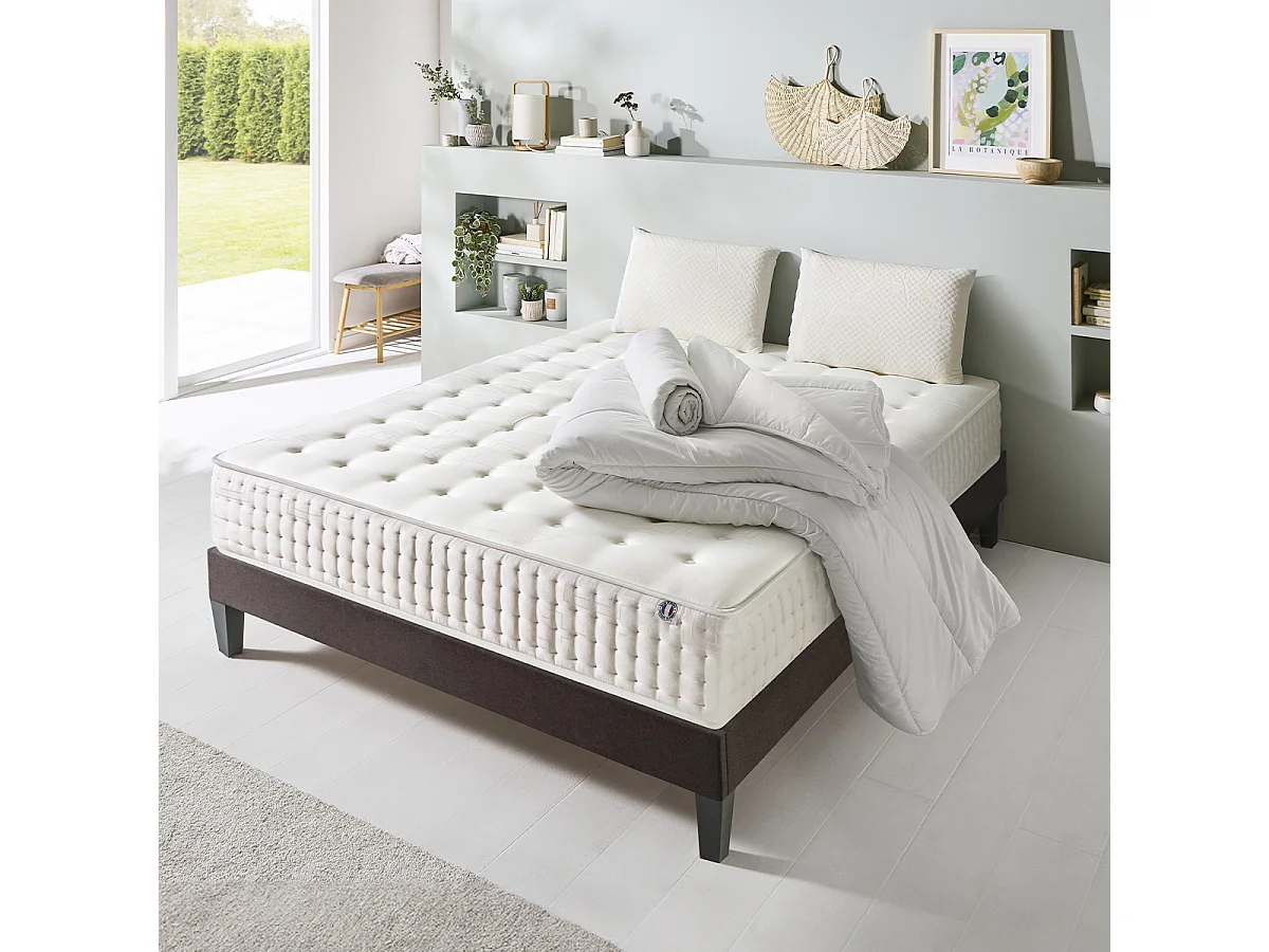 OLYMPE LITERIE | Pack Prêt à dormir APOLLON 140x200 cm | Matelas Mémoire de forme + Sommier + Accessoires