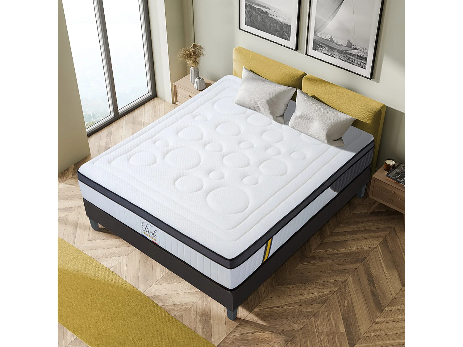 Ensemble matelas et sommier au confort ferme
