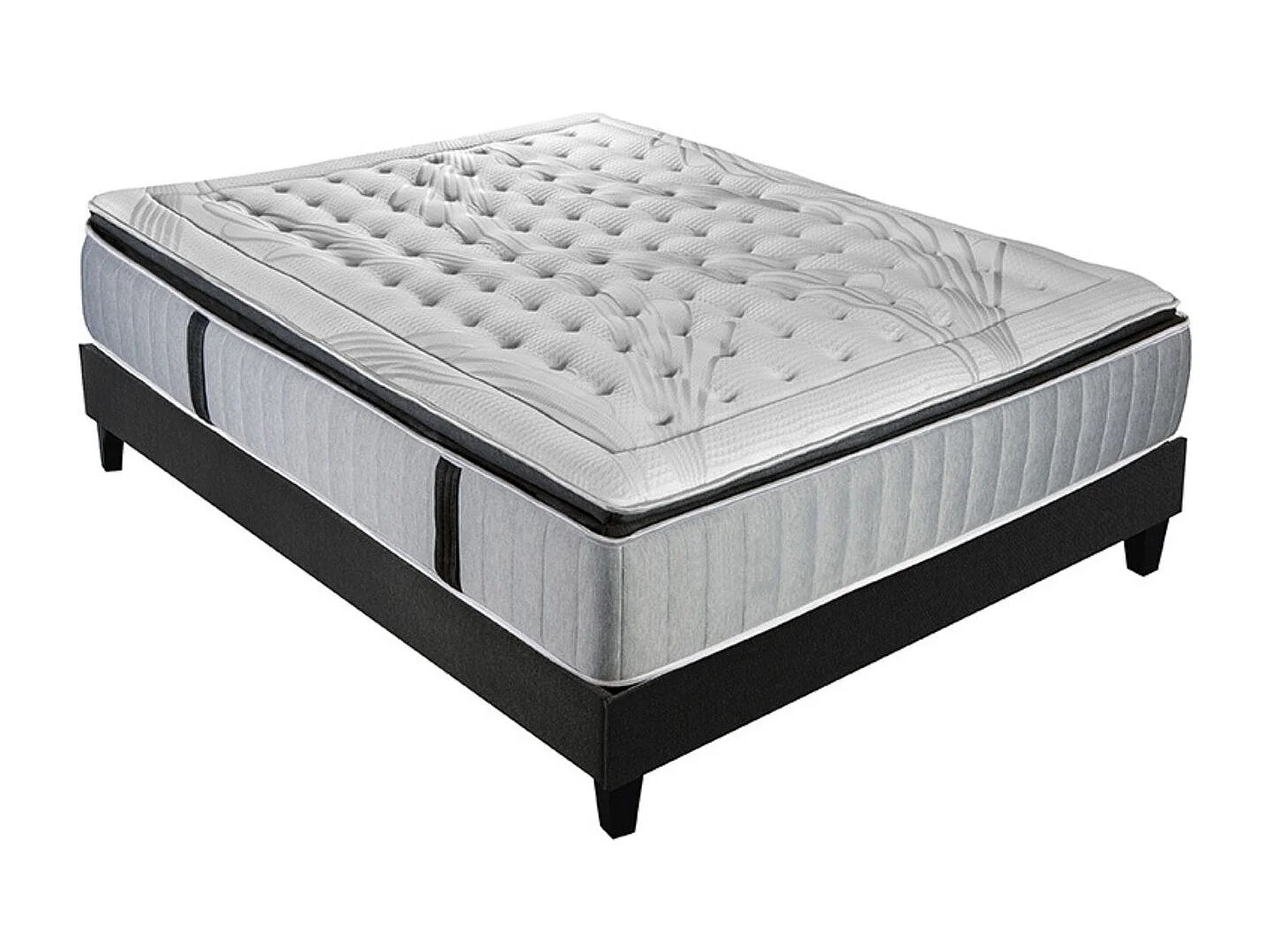 PHIGALIE - Matelas ressorts ensachés + sommier bois
