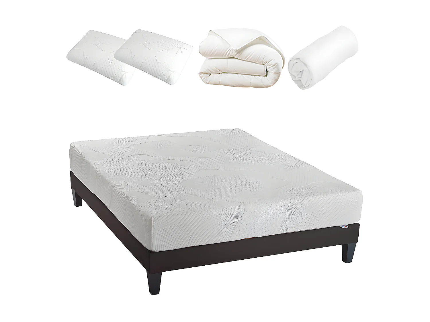 OLYMPE LITERIE | Pack Prêt à dormir OSLO 180x200 cm | Matelas Mémoire de forme + Sommier + Accessoires