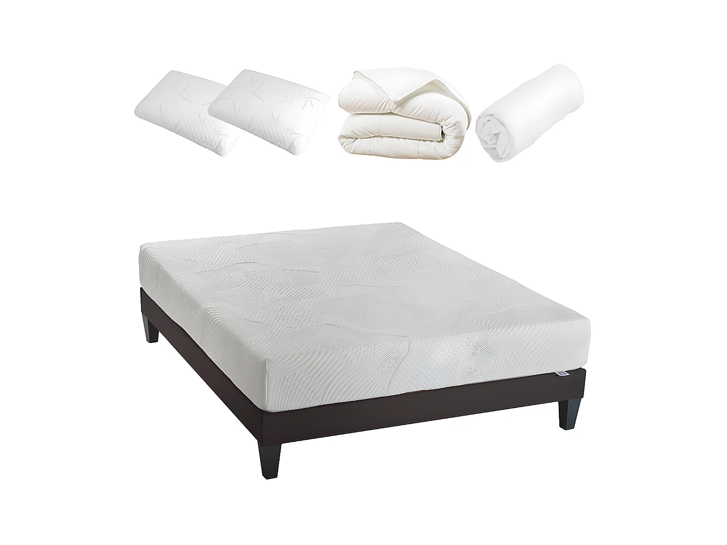 OLYMPE LITERIE | Pack Prêt à dormir OSLO 180x200 cm | Matelas Mémoire de forme + Sommier + Accessoires