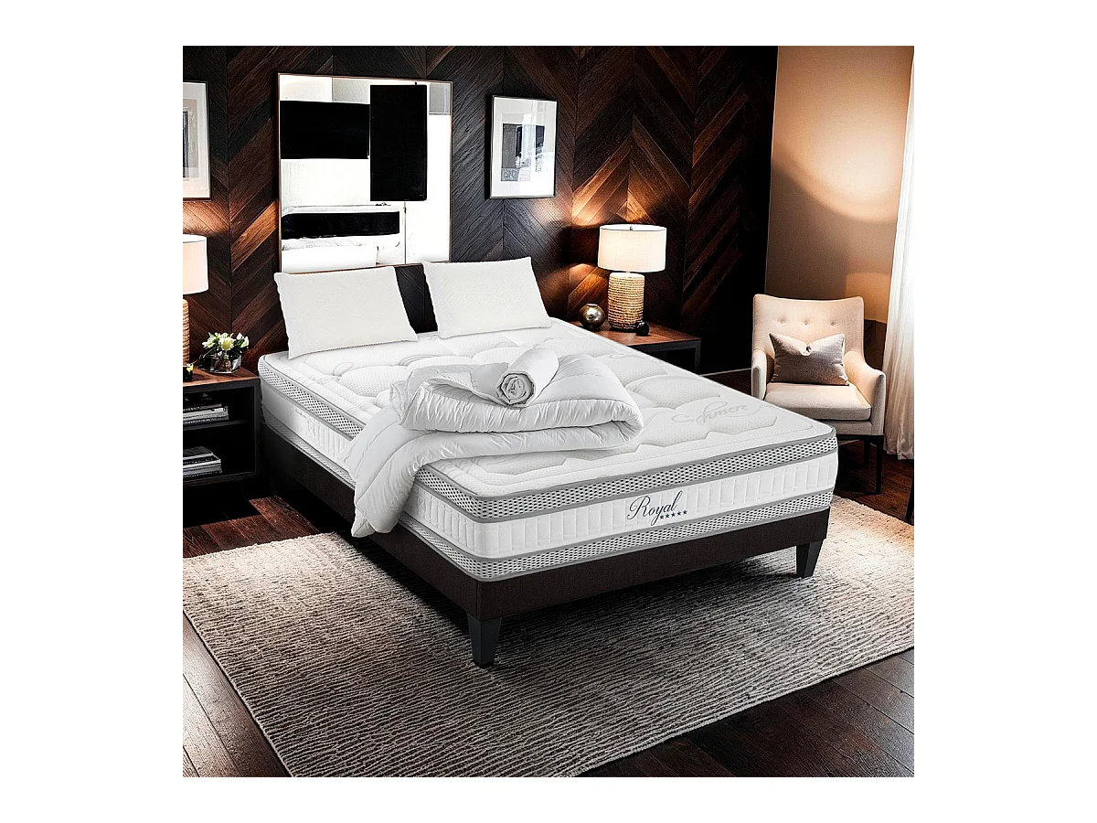 HYPSOM | Pack Prêt à dormir ROYAL 5* 90x190 cm | Matelas Mémoire de forme + Sommier + Accessoires
