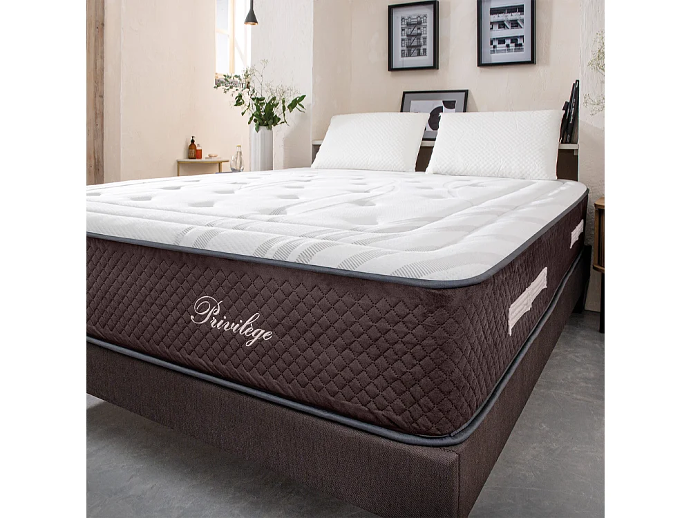 BELLECOUR LITERIE | Pack Prêt à dormir PRIVILEGE 140x200 cm | Matelas Ressorts ensachés + Sommier + Accessoires