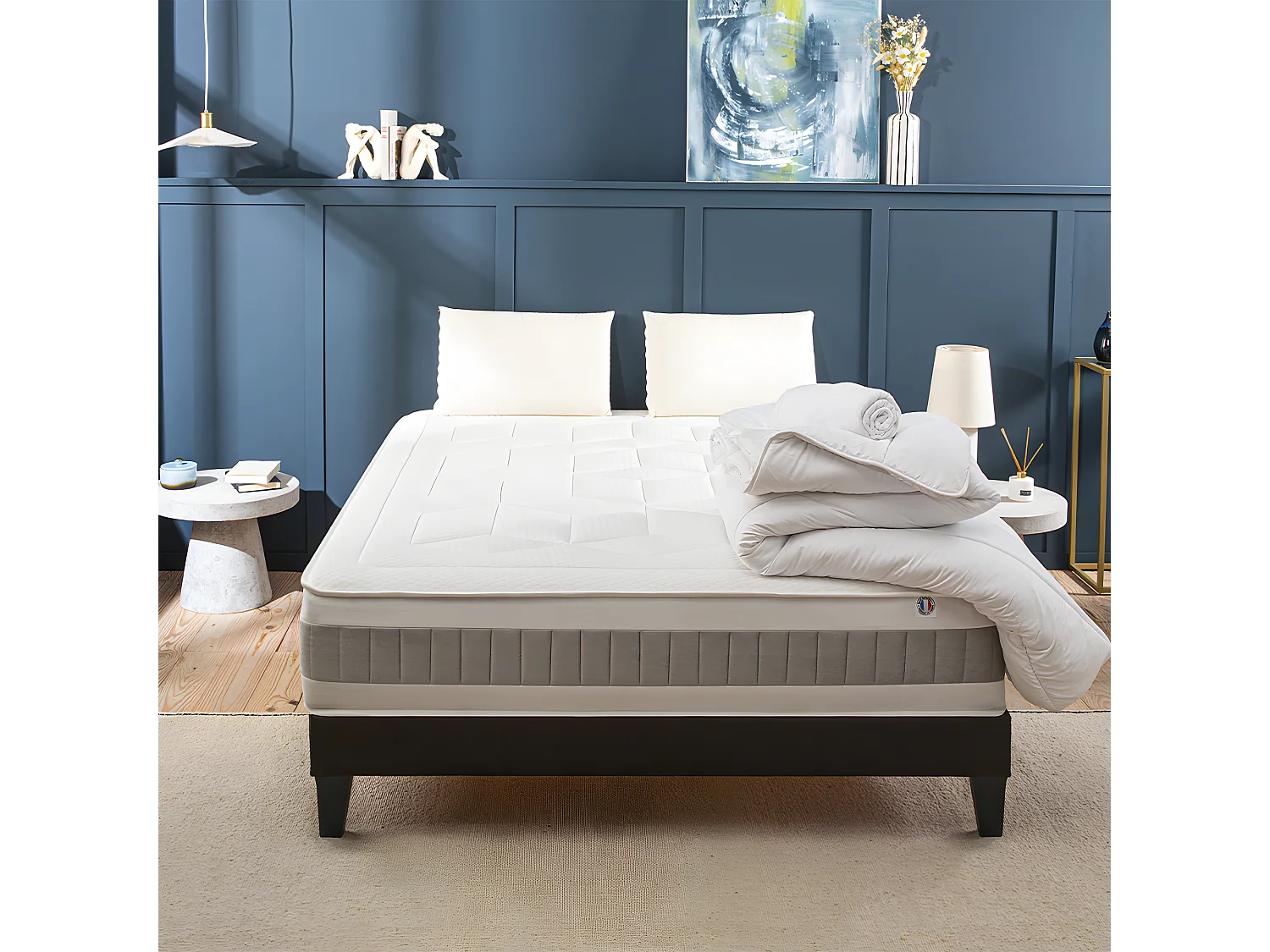 BELLECOUR LITERIE | Pack Prêt à dormir GRAND HOTEL 180x200 cm | Matelas Mémoire de forme + Sommier + Accessoires