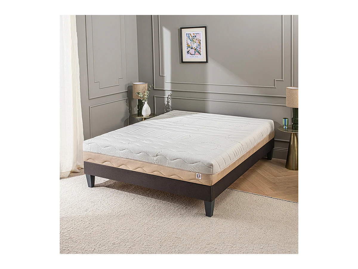 BELLECOUR LITERIE | Ensemble LEMAN 140x200 cm | Matelas Mousse hypersoft + Sommier Bois