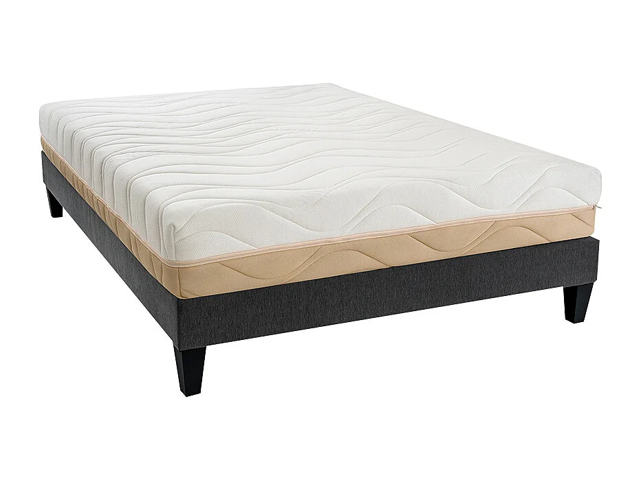 BELLECOUR LITERIE | Ensemble LEMAN 140x200 cm | Matelas Mousse hypersoft + Sommier Bois