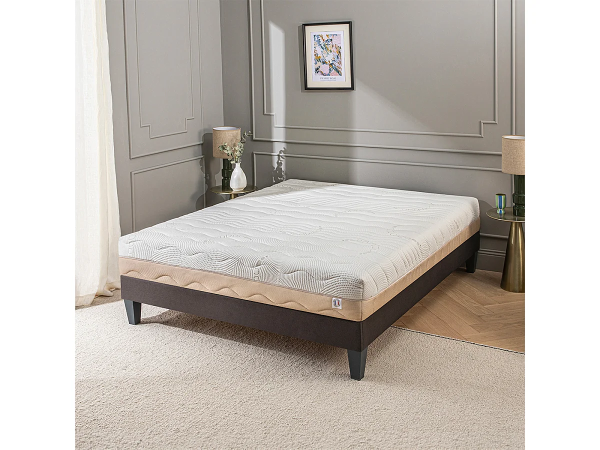 BELLECOUR LITERIE | Ensemble LEMAN 140x200 cm | Matelas Mousse hypersoft + Sommier Bois