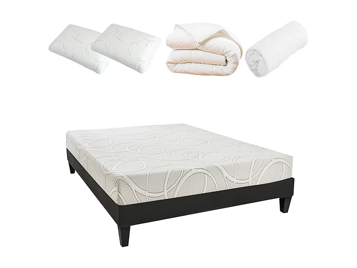 OLYMPE LITERIE | Pack Prêt à dormir POSEIDON 90x190 cm | Matelas Mémoire de forme + Sommier + Accessoires
