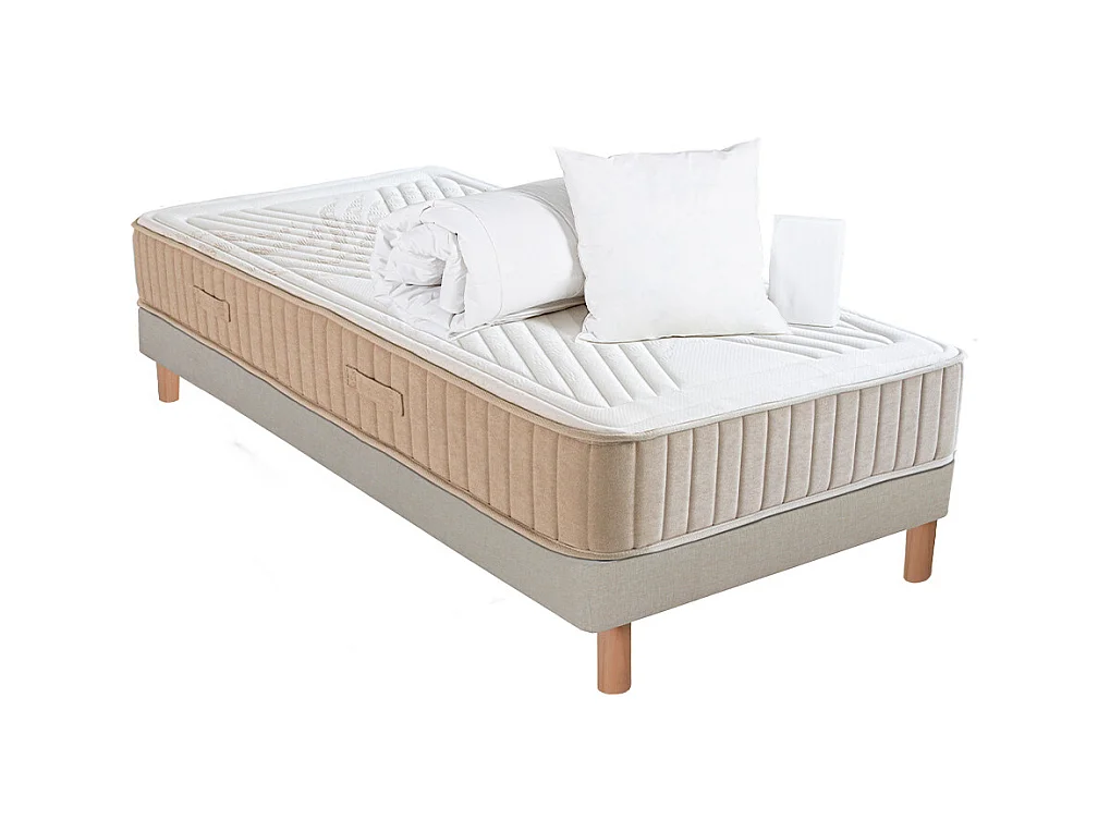 NUIT DE COTON | Pack Prêt à dormir SYMPHONIE 2.0 90x200 cm | Matelas Mémoire de forme + Sommier + Accessoires