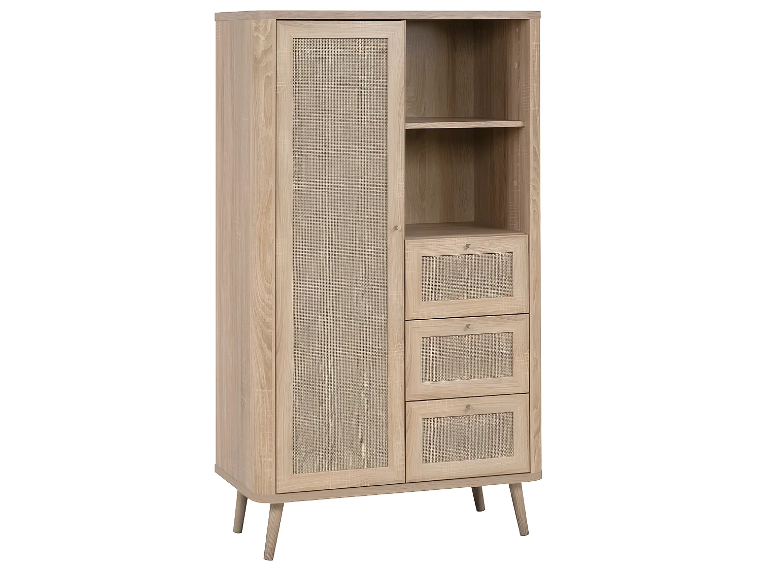 Comò alto a 1 anta e 3 cassetti KUTA - H141 cm