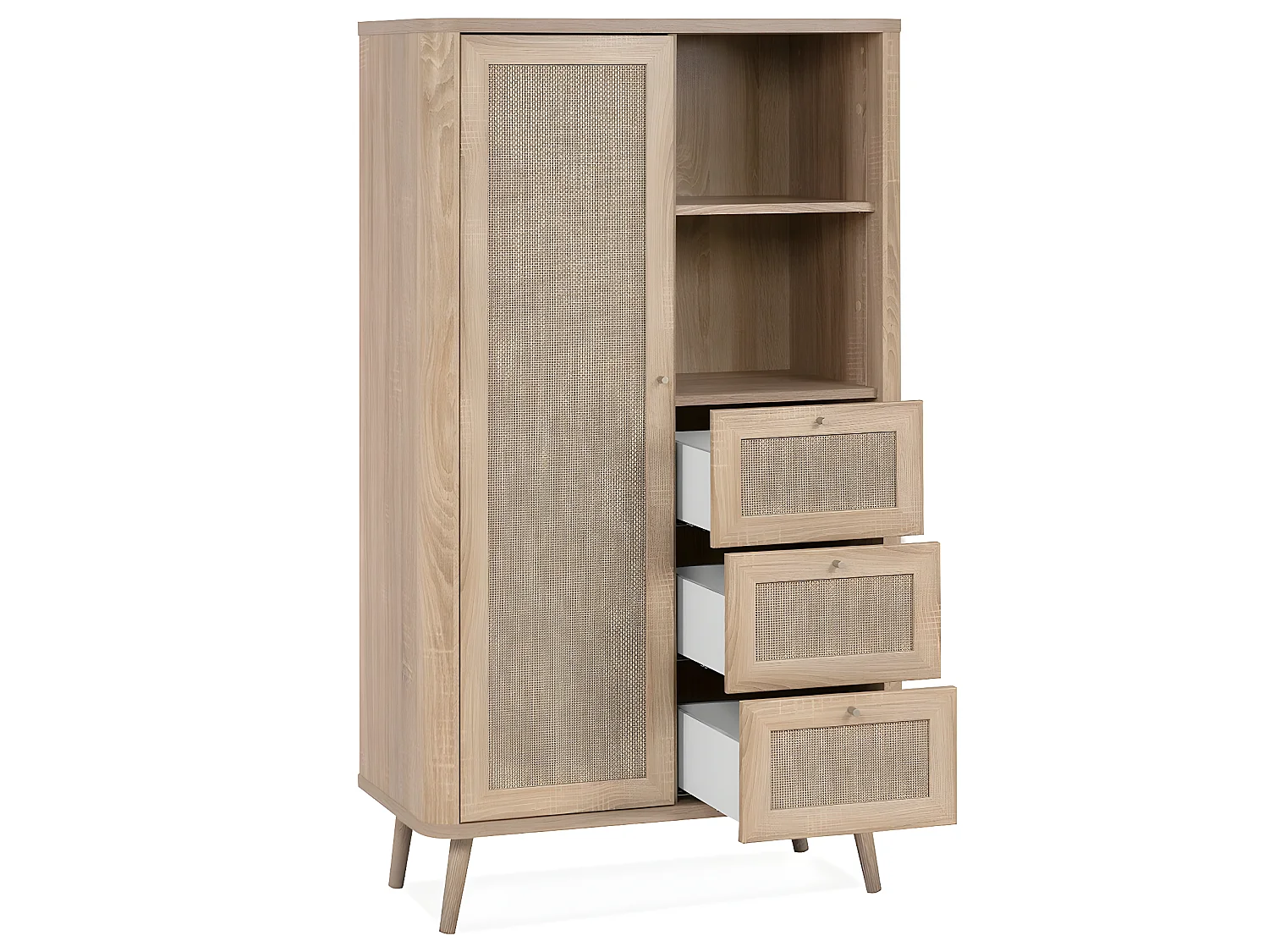 Comò alto a 1 anta e 3 cassetti KUTA - H141 cm